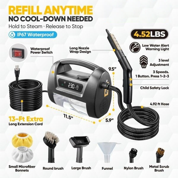 Handheld Steam Cleaner 230°F/3.5Bar High Pressure
