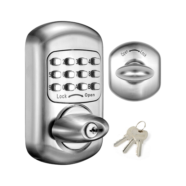 Mechanical Door Lock Keyless Deadbolt Zinc Alloy Silver