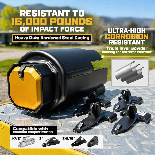 Trailer Coupler Lock with Brass Lock Core