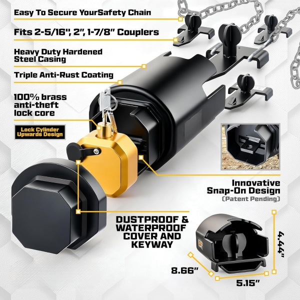 Trailer Coupler Lock with Brass Lock Core