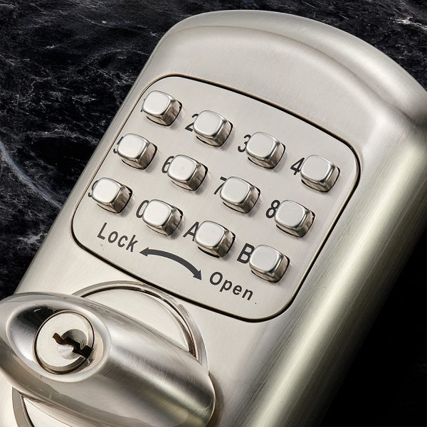 Mechanical Door Lock Keyless Deadbolt Zinc Alloy Silver