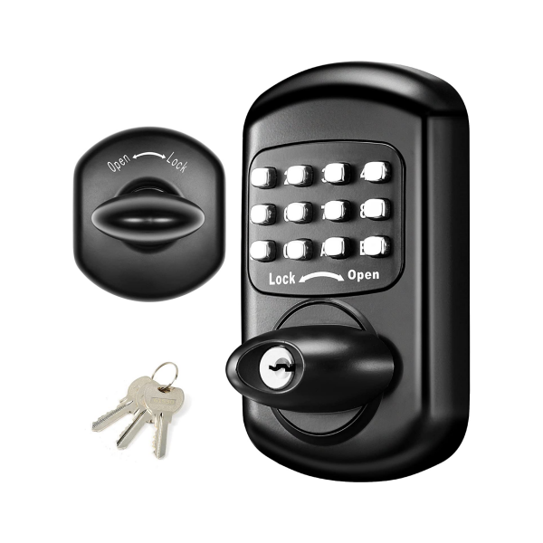 Mechanical Door Lock Keyless Deadbolt Zinc Alloy Black