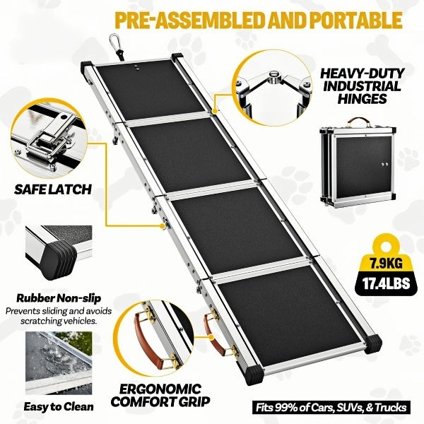 4-Fold Dog Ramp for Car 200lbs Dogs