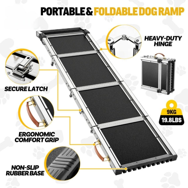 2026 Upgraded 5-Fold Dog Ramp Safe for Dog & Car