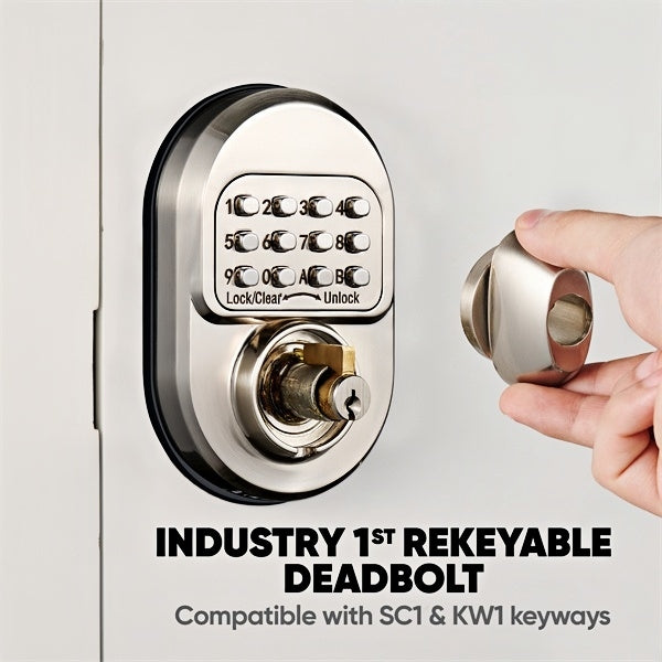 Grade 1 Door Lock Mechanical Rekeyable Keypad, Round