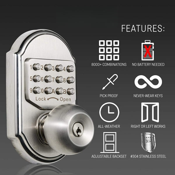 Mechanical Deadbolt Door Lock Combination Knob